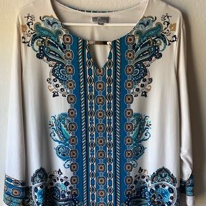 2X JM Collection tunic top with rhinestones